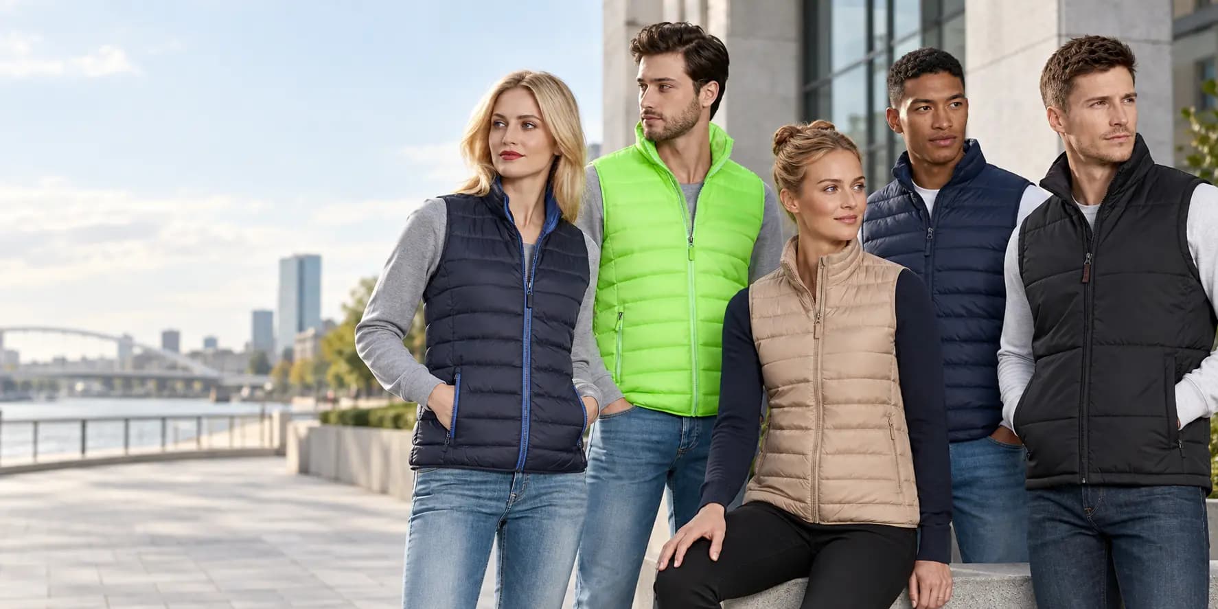 Bodywarmers matelassés publicitaires Midocean pour hommes et femmes
