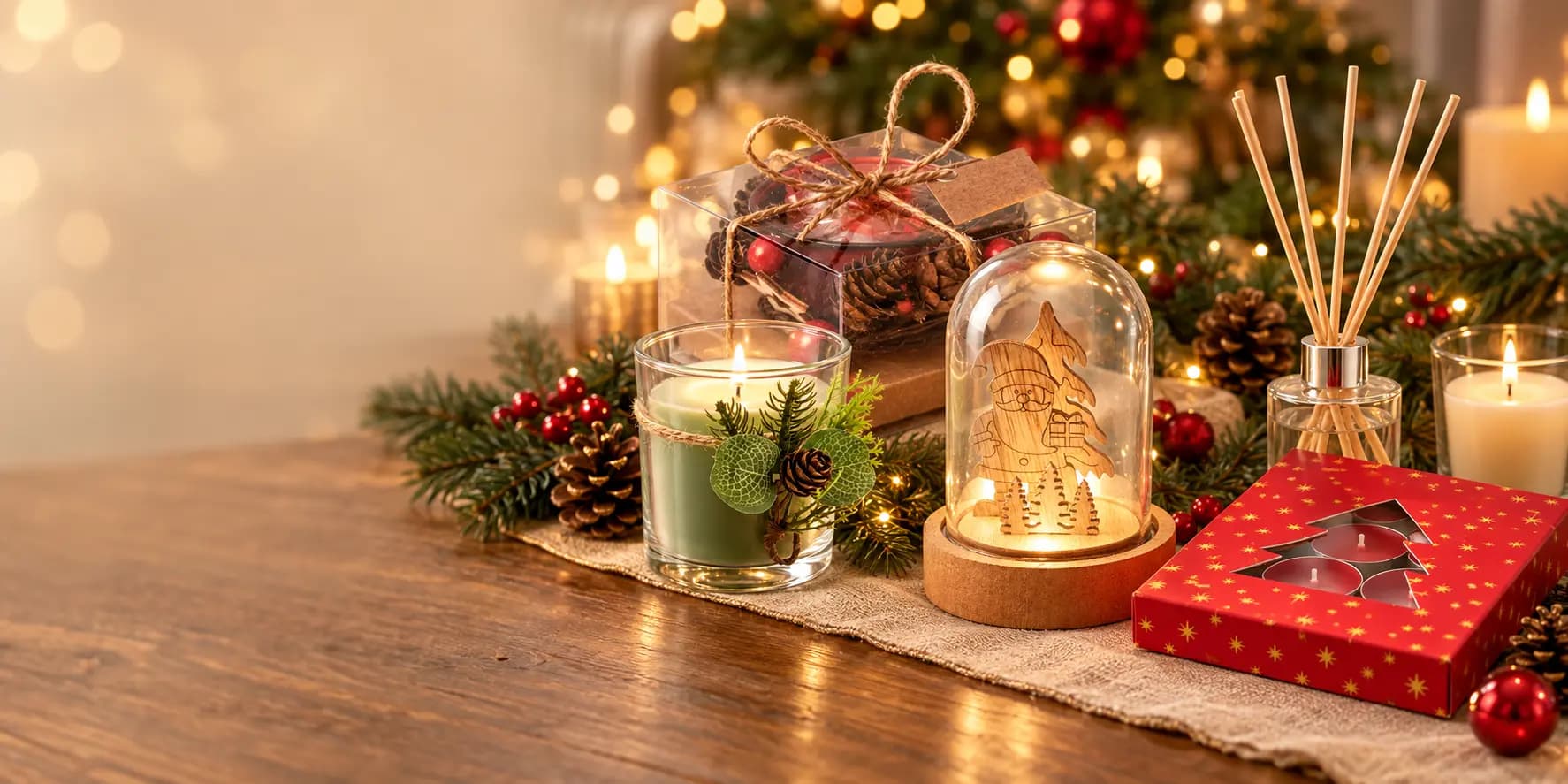 Bougies et lumières de Noël publicitaires personnalisées pour cadeaux de saison