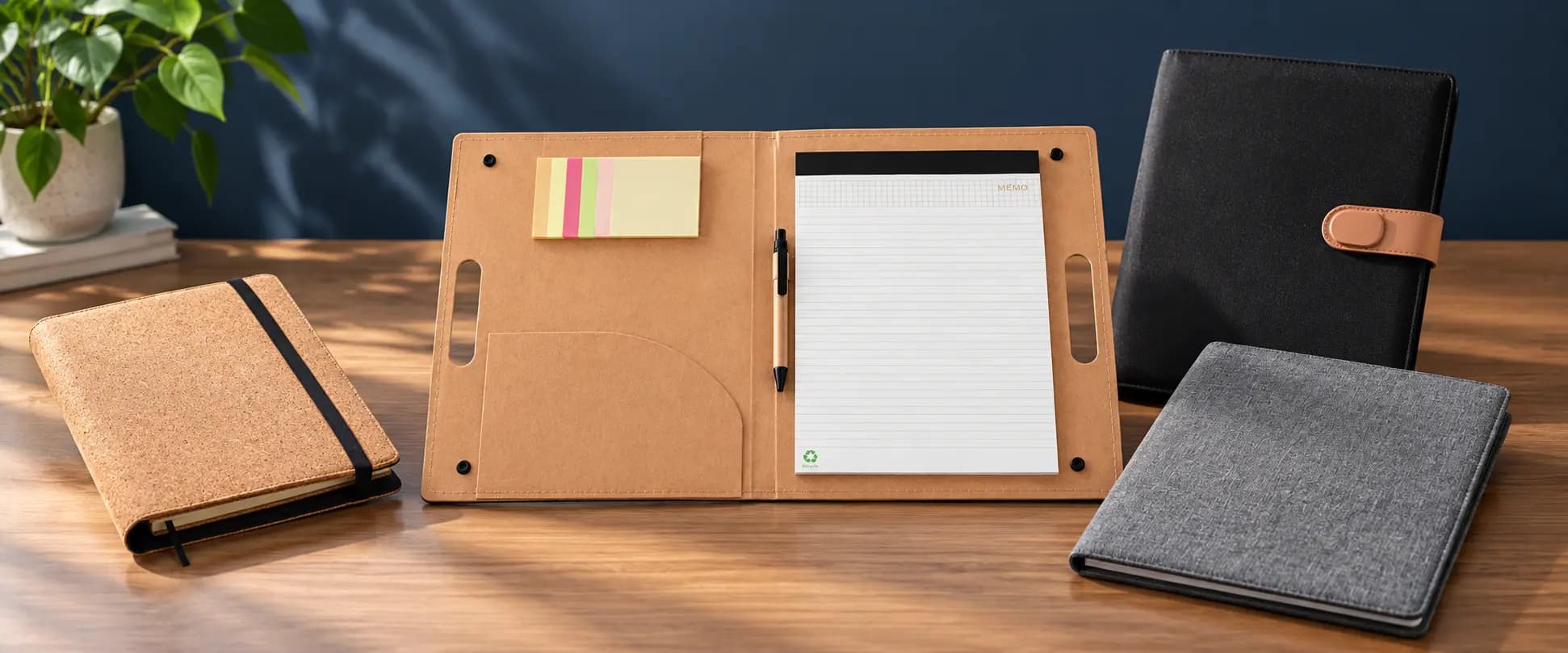 Conférenciers publicitaires personnalisés avec portfolios, carnets et blocs-notes professionnels