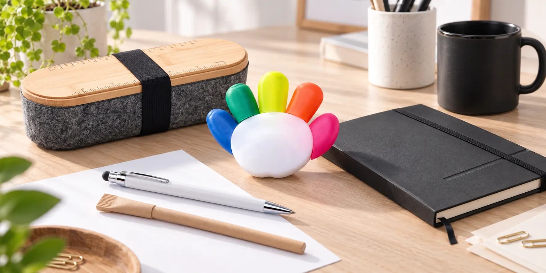Articles d’écriture publicitaires personnalisés : stylos, surligneurs, crayons et accessoires de bureau