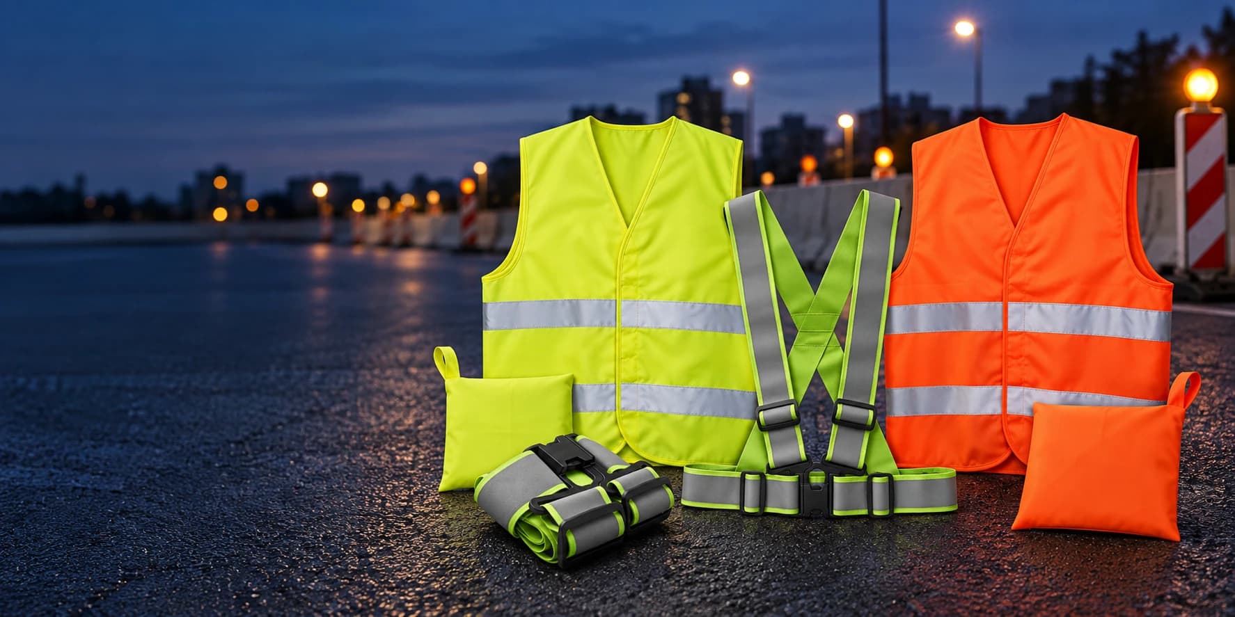 Gilets de sécurité publicitaires personnalisés jaunes et orange avec bandes réfléchissantes