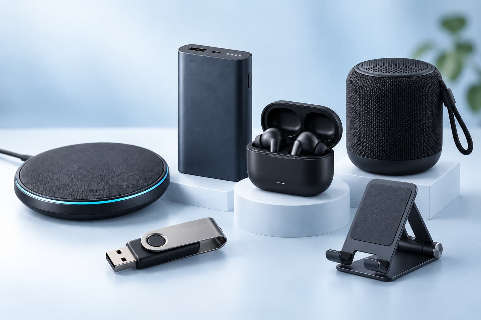 Chargeurs, écouteurs, batteries externes et accessoires high-tech publicitaires personnalisés