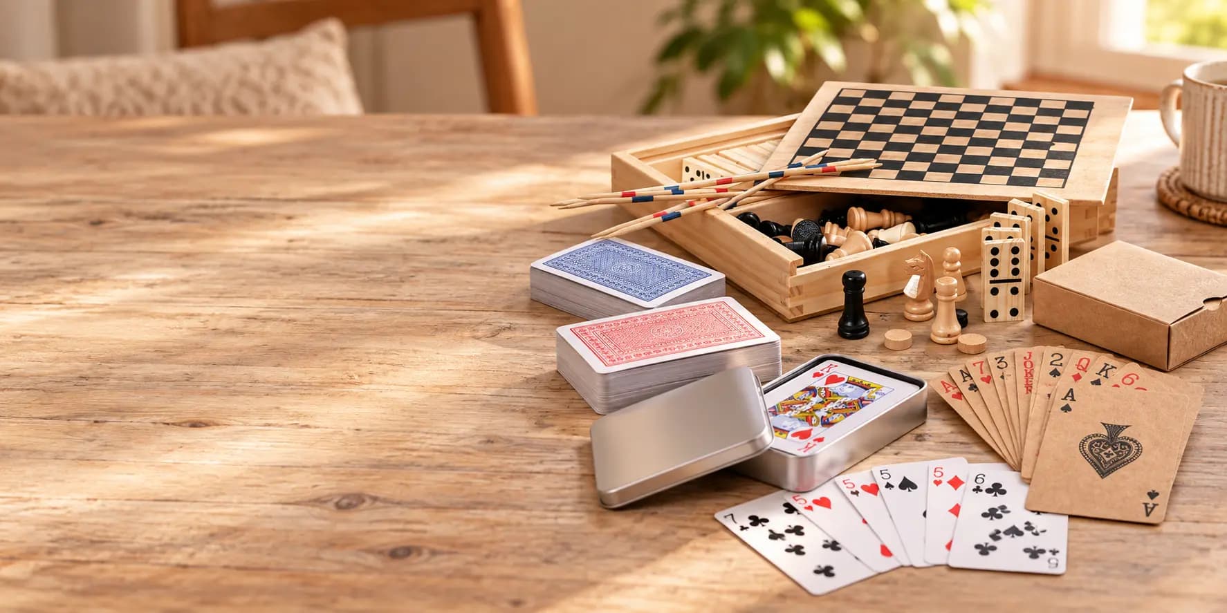 Jeux de cartes publicitaires personnalisés Midocean avec coffret en bois et boîte métallique