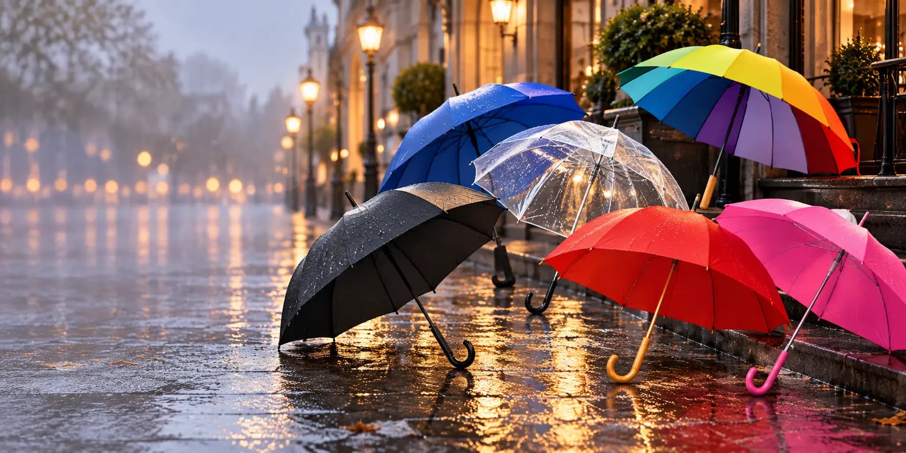 Parapluies classiques Midocean transparents, noirs, bleus, rouges, roses et multicolores