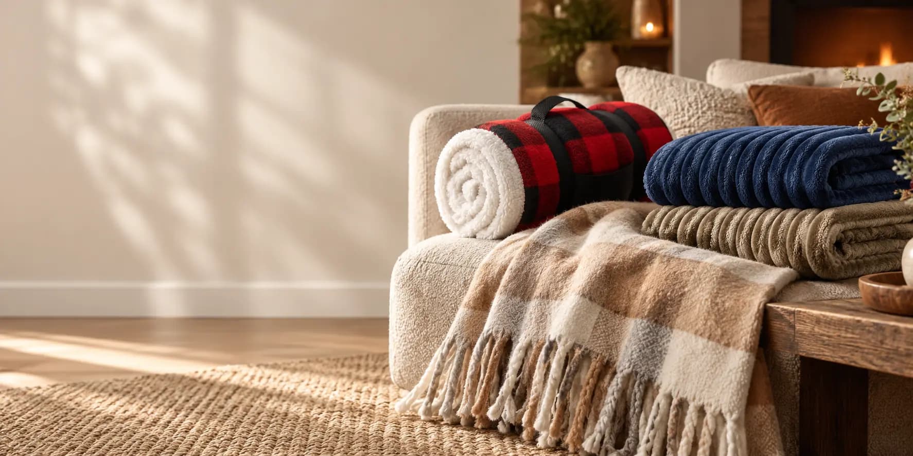 Plaids publicitaires personnalisés Midocean à franges, polaires et à carreaux