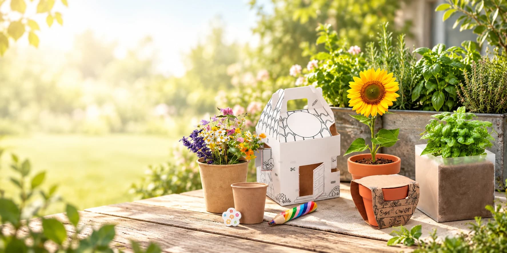 Plantes et semences publicitaires personnalisées avec kits de plantation, pots de fleurs et herbes aromatiques