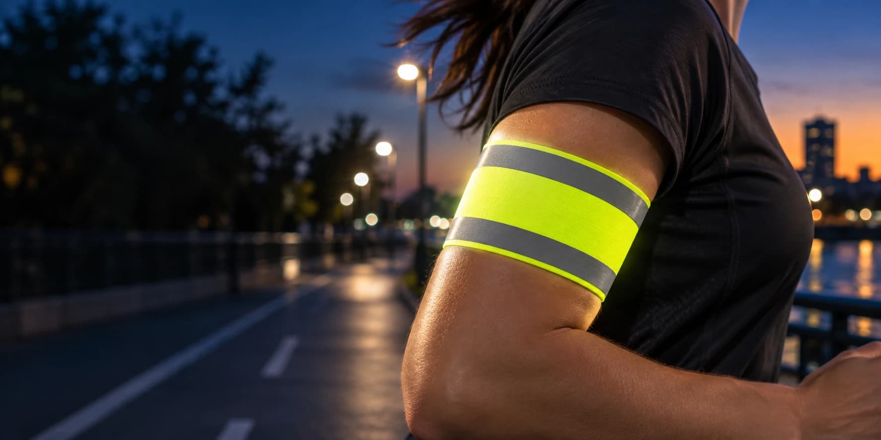 Brassard réfléchissant fluorescent publicitaire personnalisé pour la course et la sécurité nocturne