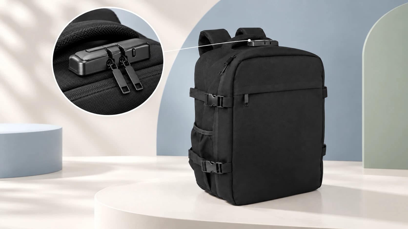 Sac à dos antivol publicitaire personnalisé avec fermeture sécurisée