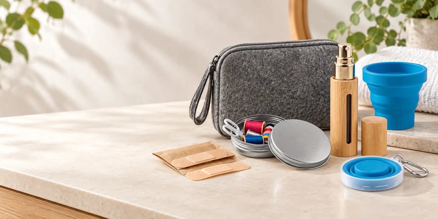 Trousse de soins, pansements, vaporisateur en bambou et accessoires de voyage publicitaires Midocean
