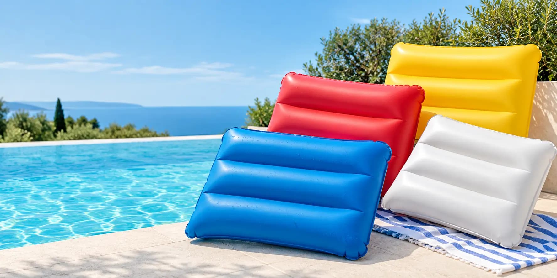 Structures gonflables publicitaires Midocean avec matelas et flotteurs gonflables colorés