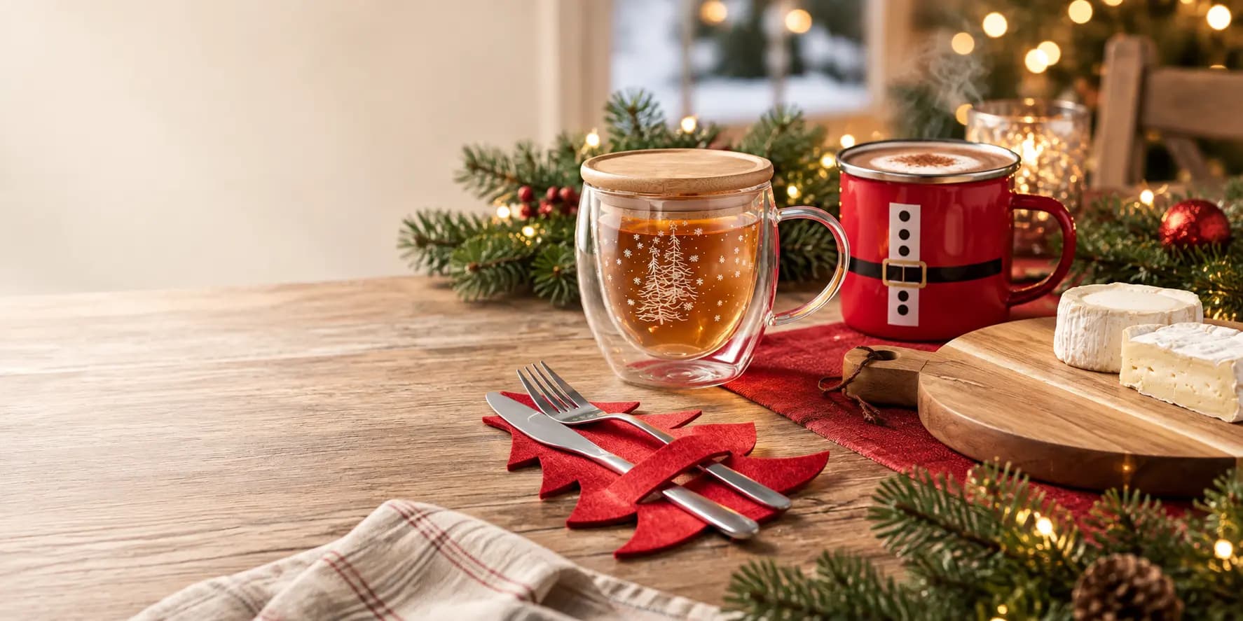 Mugs, verres et accessoires de table de Noël Midocean pour un déjeuner festif