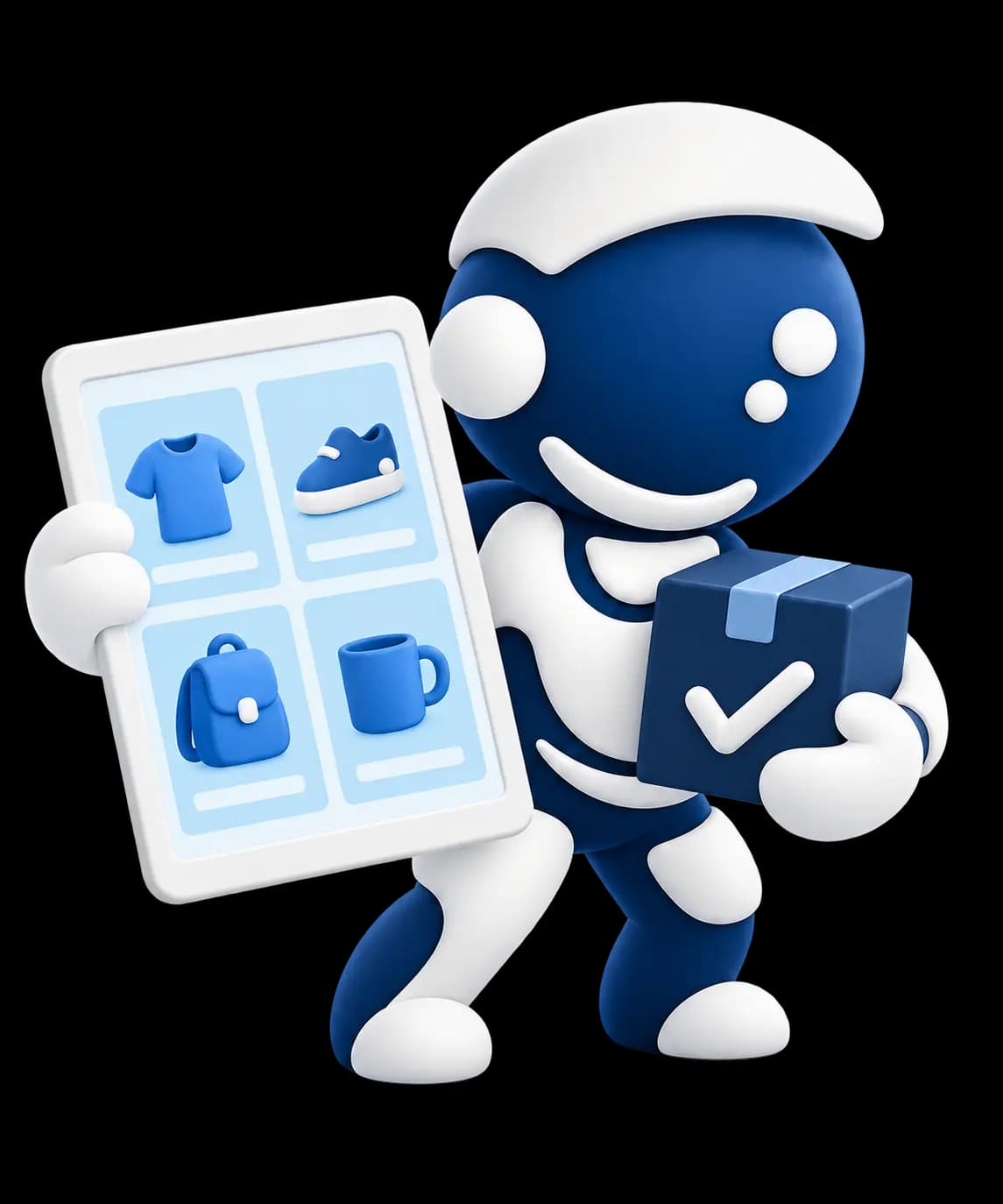 Mascotte Aveniris présentant la boutique en ligne