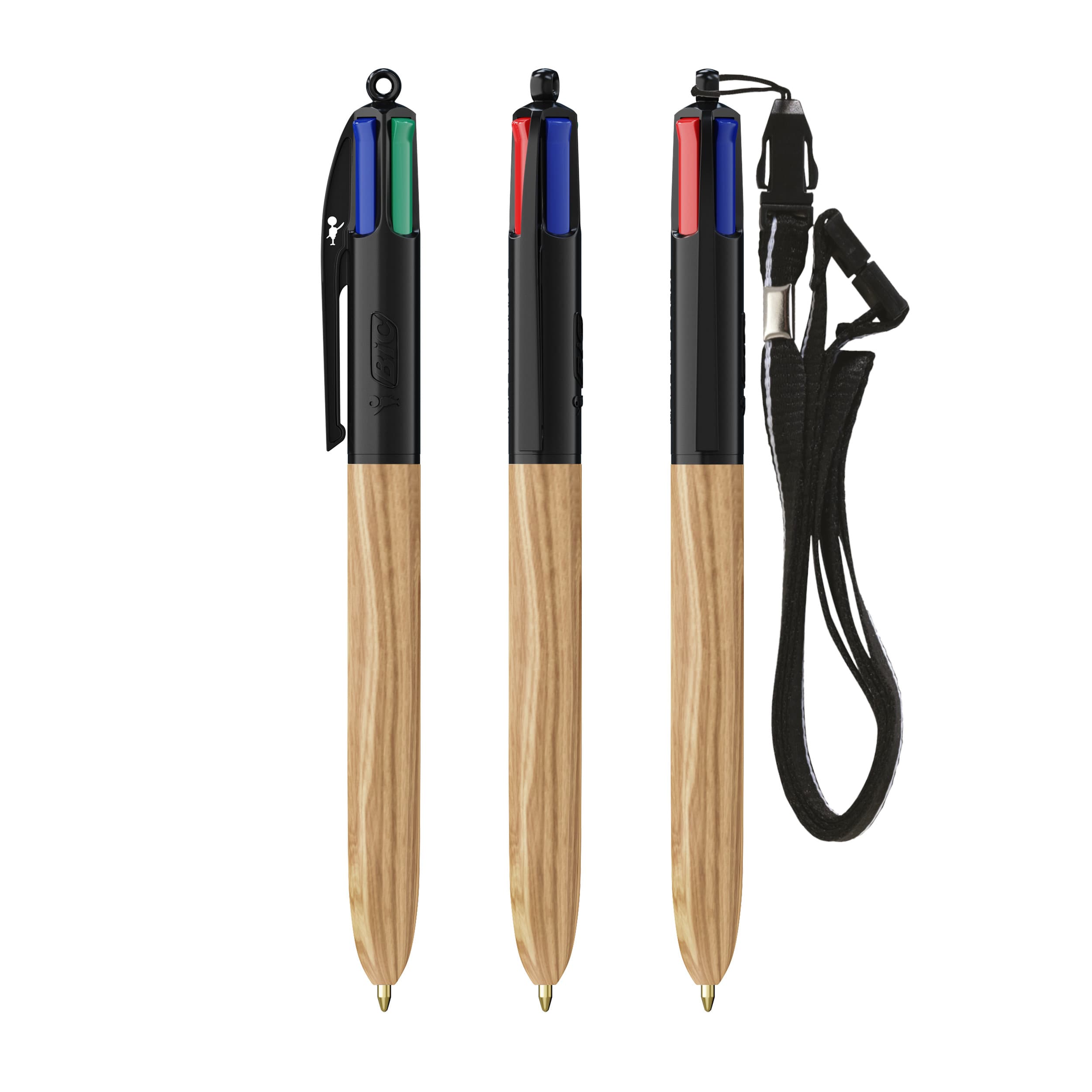 BIC® 4 Couleurs® Wood Style with Lanyard personnalisable