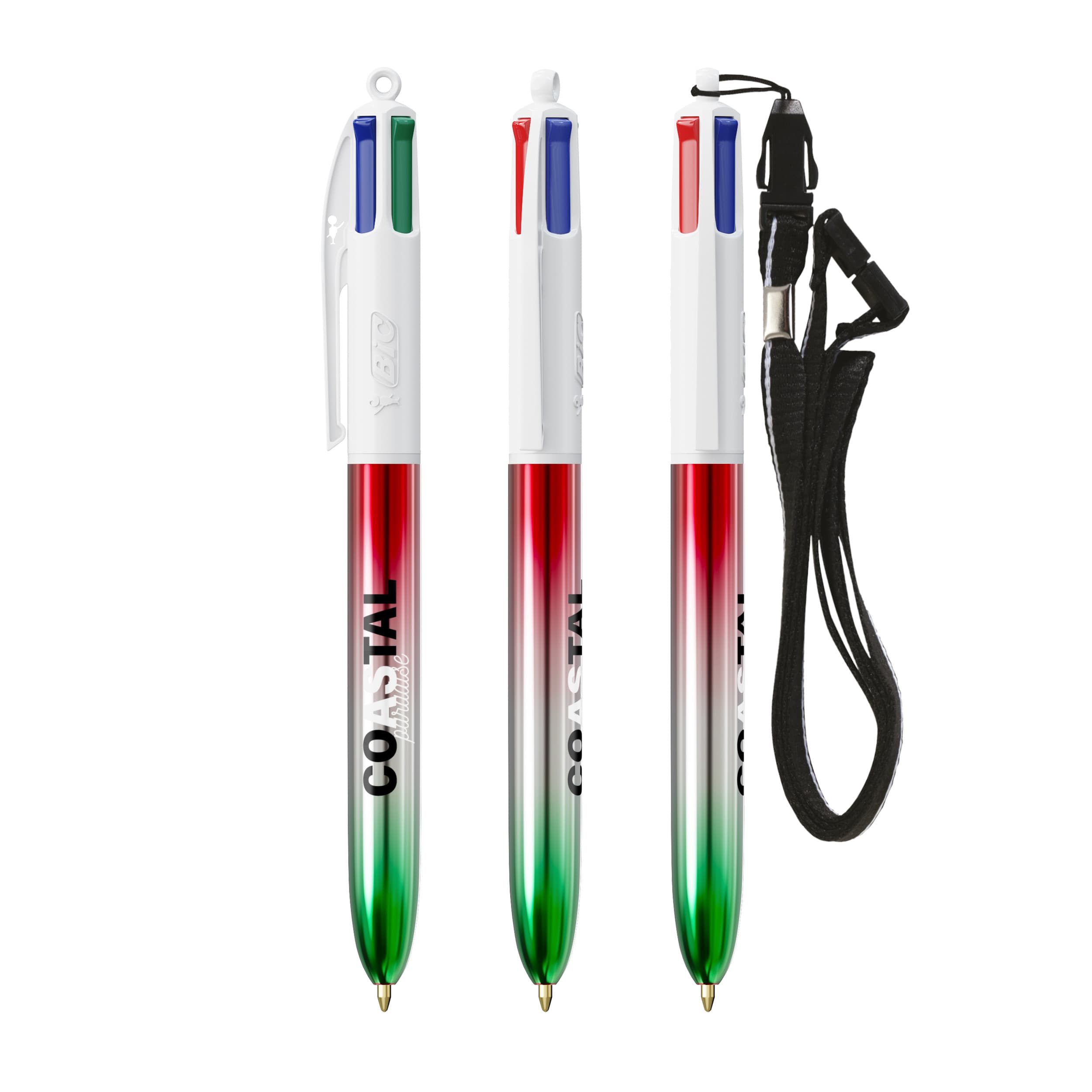 BIC® 4 Couleurs® Flags Collection + lanyard personnalisable