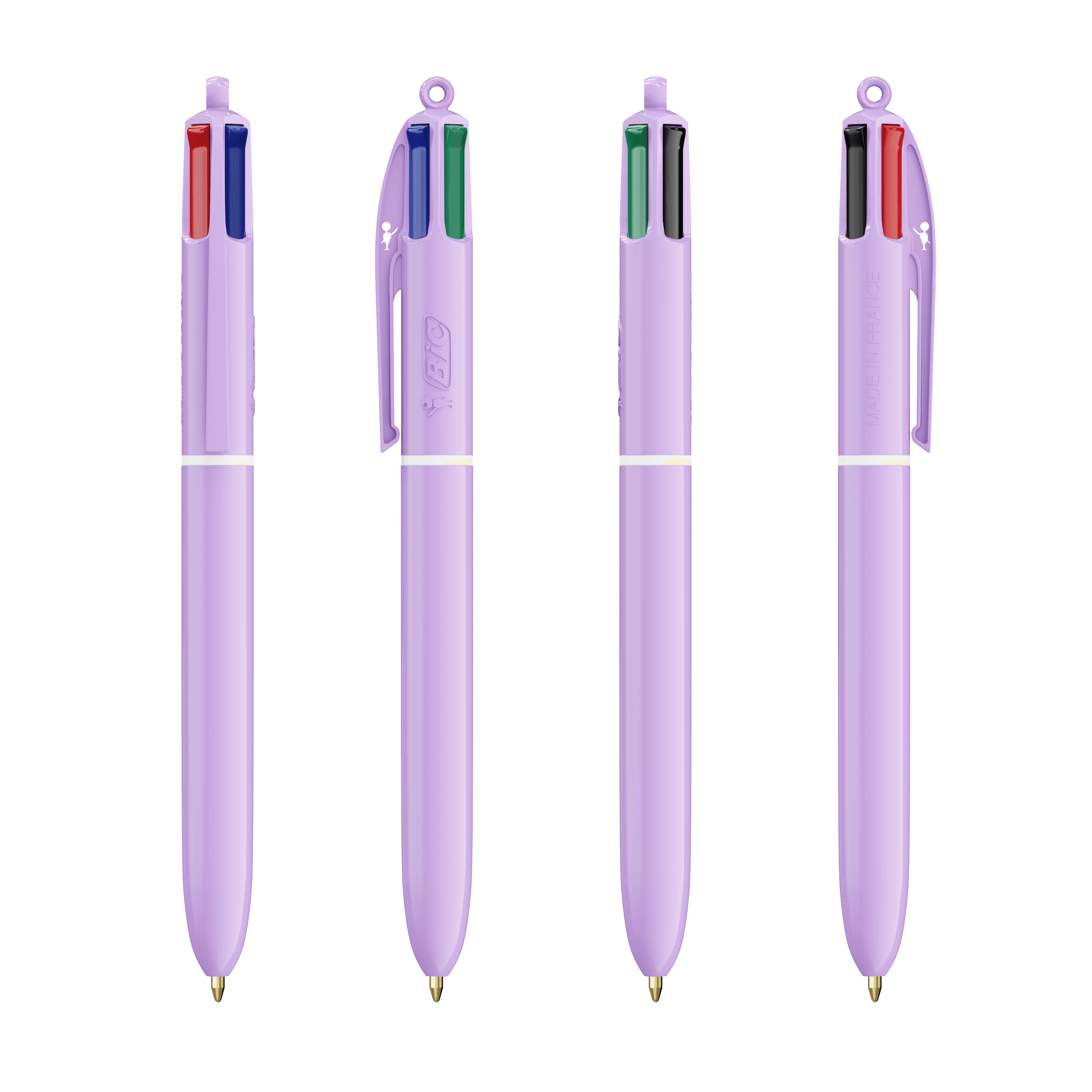 BIC® 4 Couleurs® Pastel + lanyard personnalisable