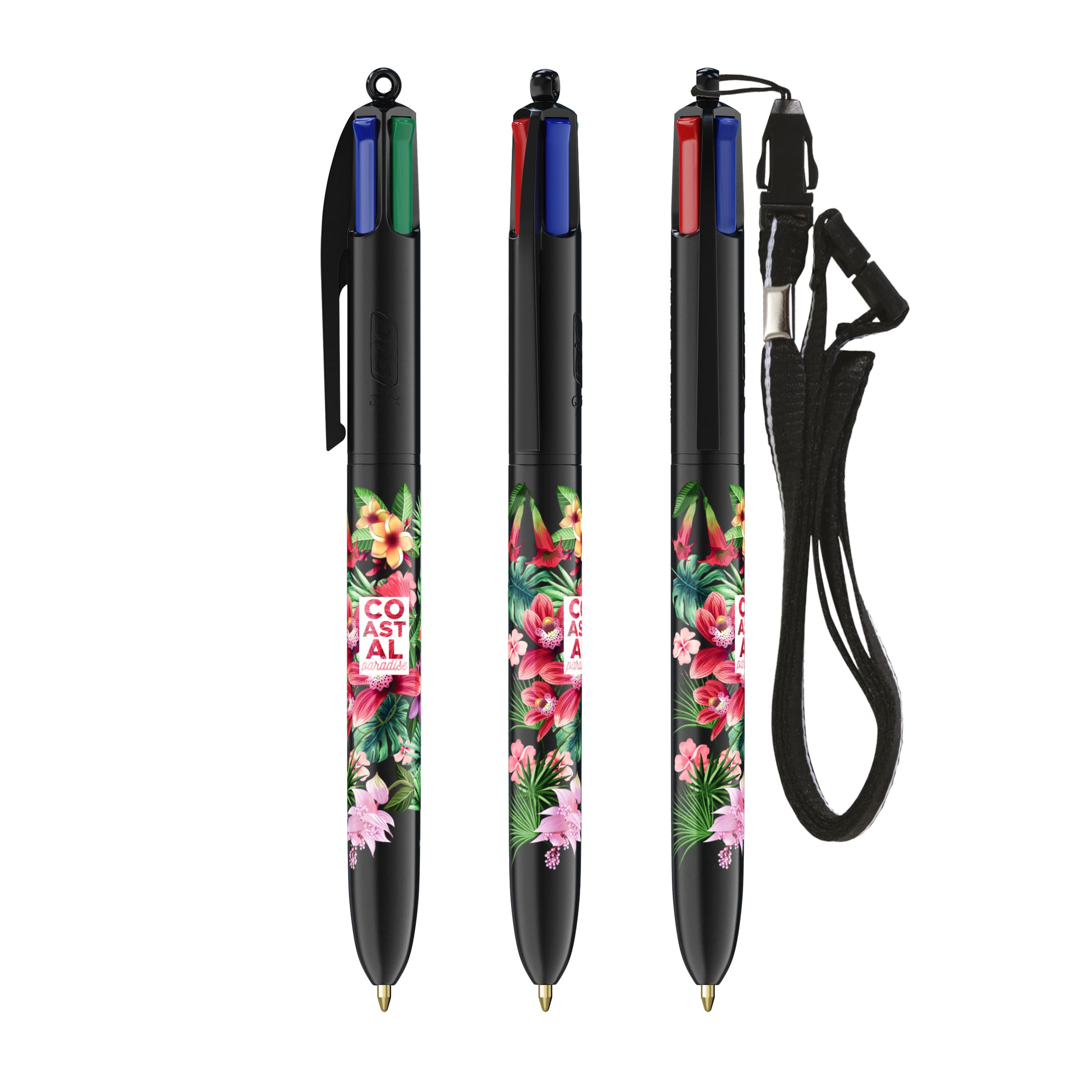 BIC® 4 Couleurs® ballpen + lanyard personnalisable