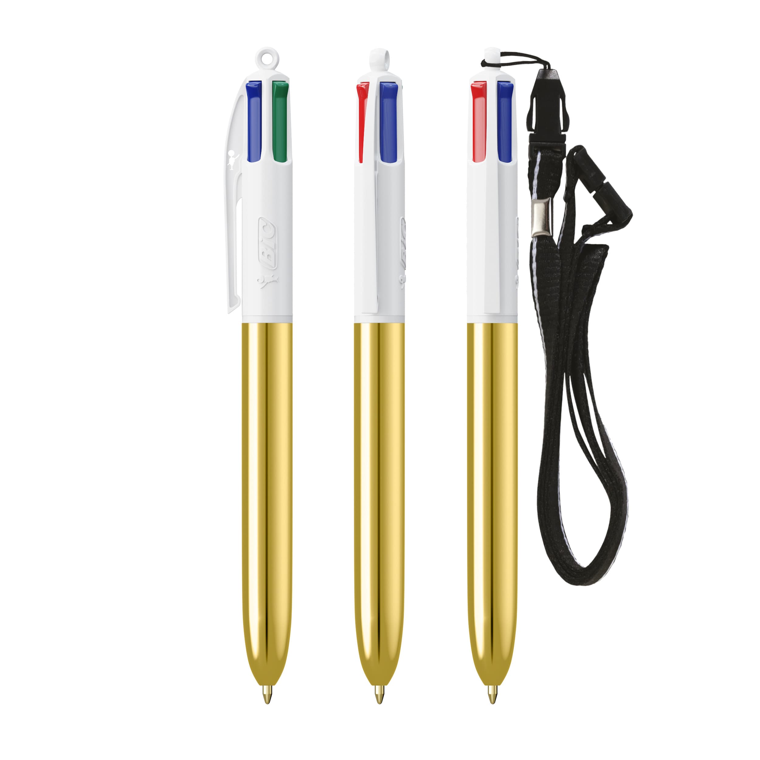 BIC® 4 Couleurs® Shine with lanyard ballpen personnalisable