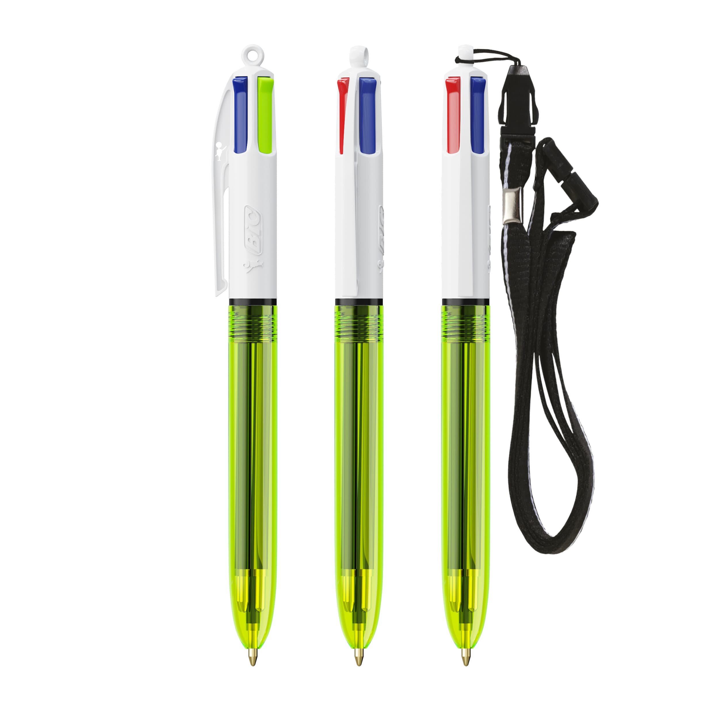 BIC® 4 Couleurs® Fluo with lanyard ballpen personnalisable