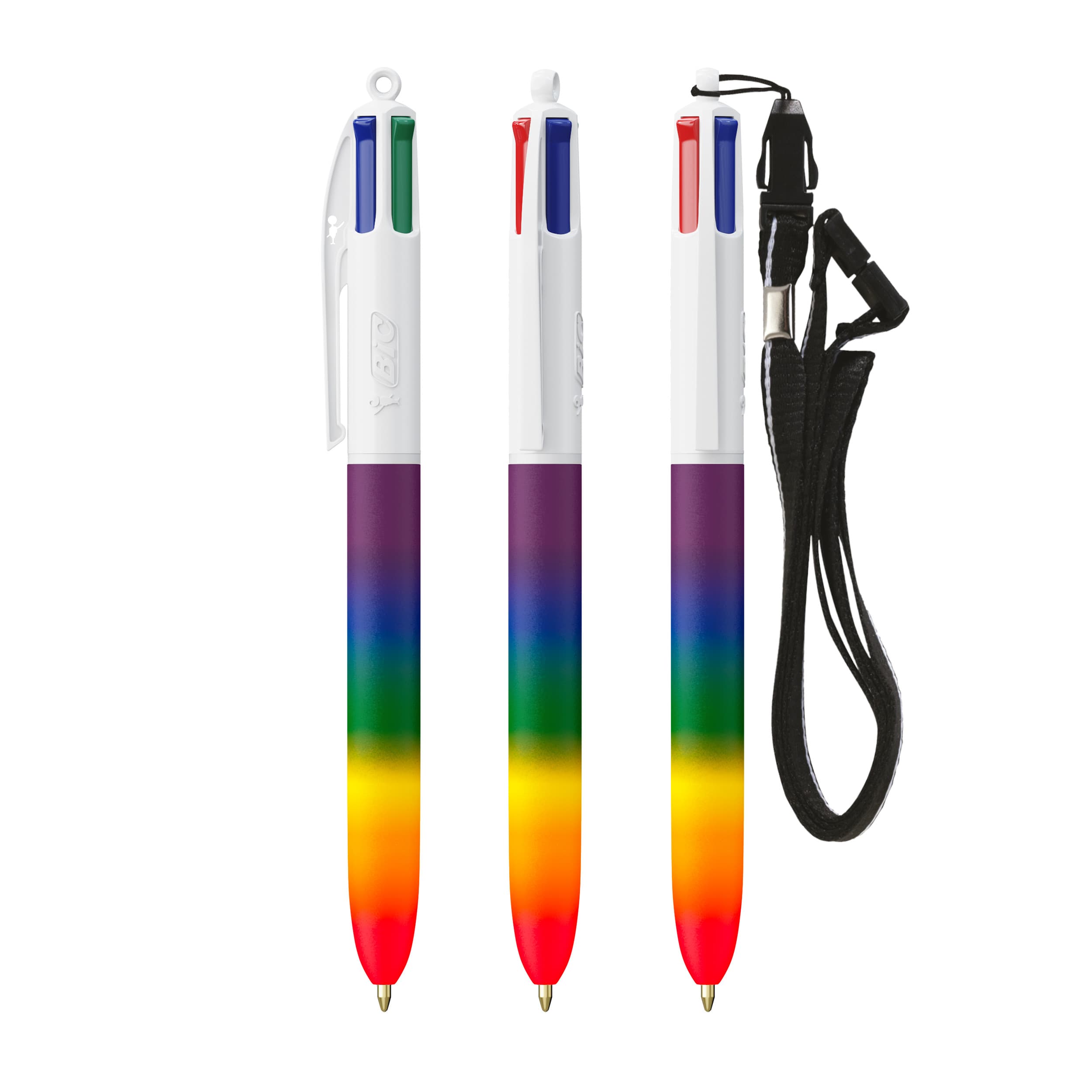 BIC® 4 Couleurs® Rainbow Decor + lanyard personnalisable