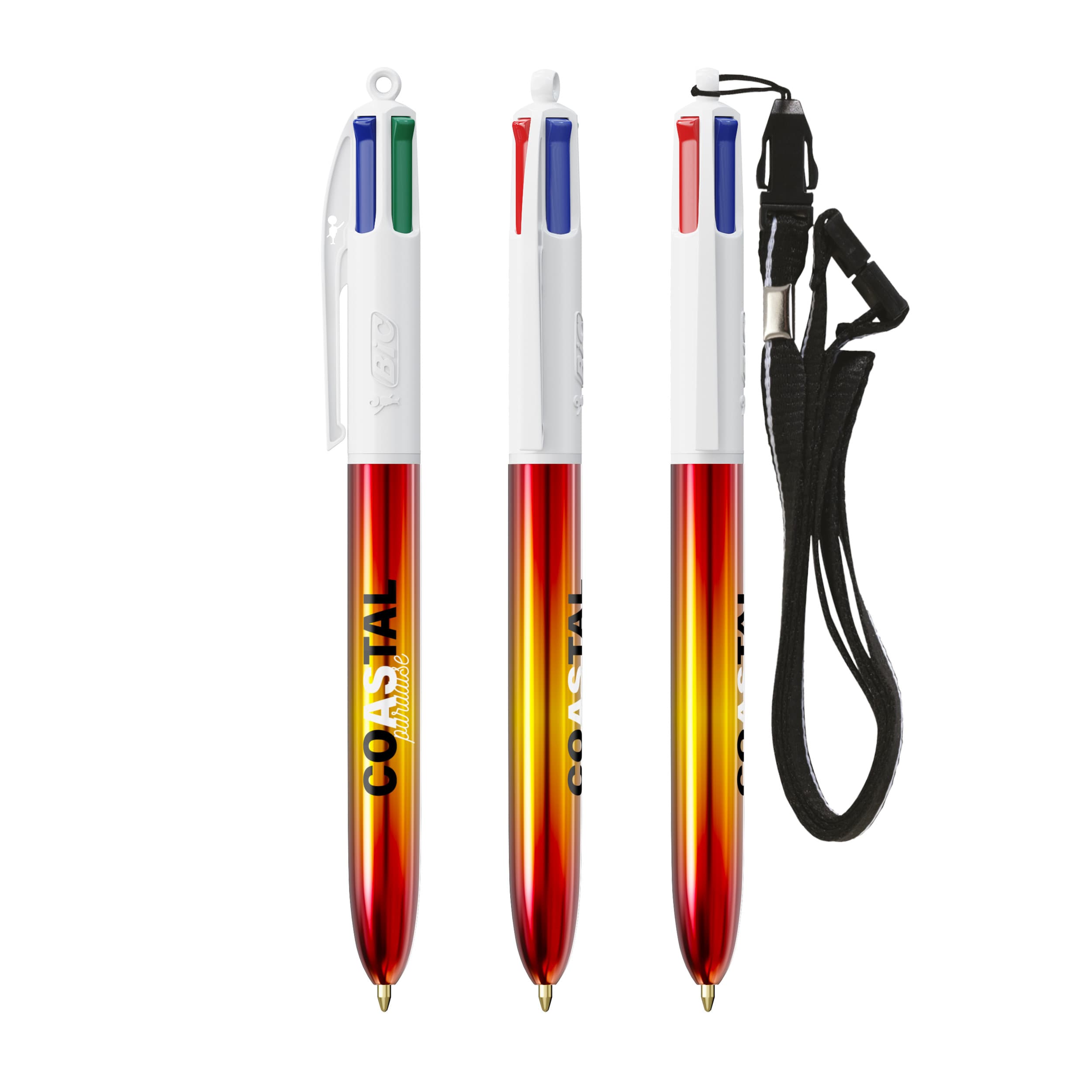 BIC® 4 Couleurs® Flags Collection + lanyard personnalisable