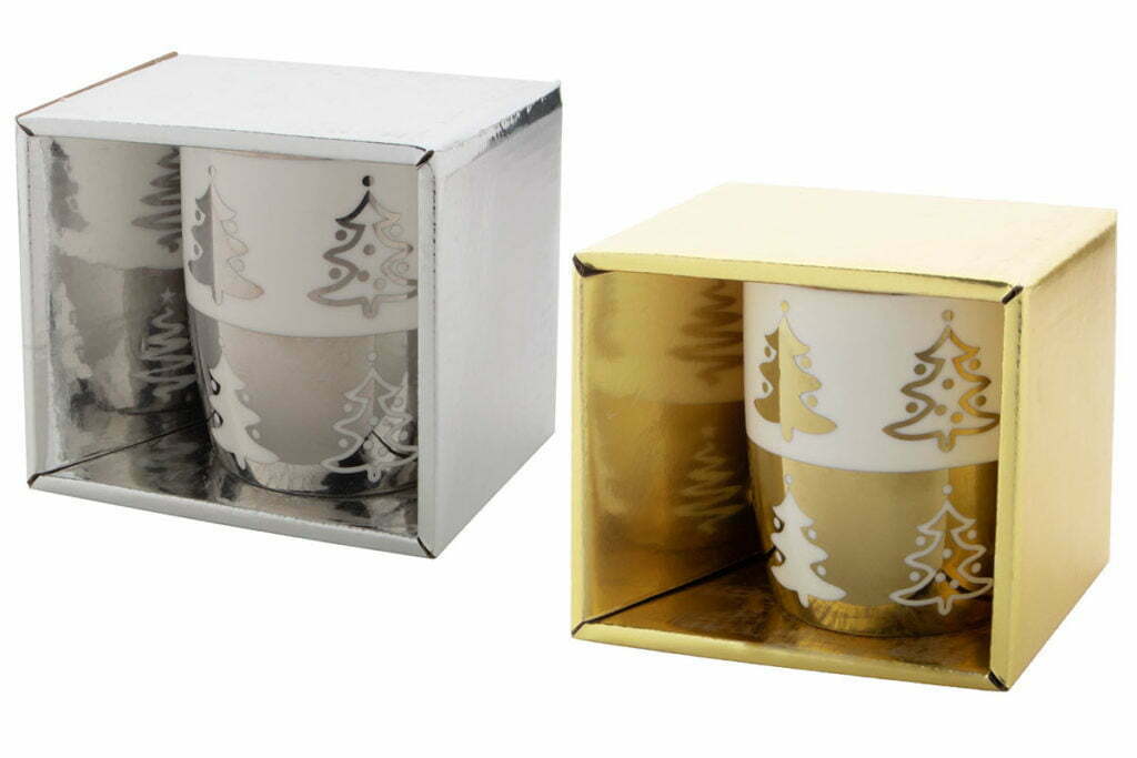 Boite Mug de Noël Argent et Or Boite Mug de Noël Argent et Or